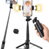 Kinwald Phone Tripod & Selfie Stick with Light, Compact iPhone Tripod Stand with Bluetooth Remote and Dual Fill Lights, Portable Tripods for Cell Phone/Vlog/Photo/Video (Black) : Cell Phones & Accessories