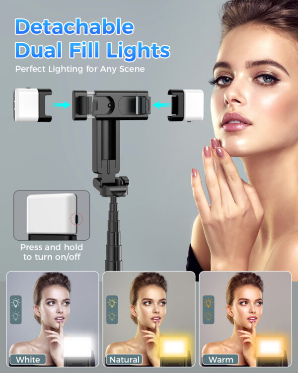 Kinwald Phone Tripod & Selfie Stick with Light, Compact iPhone Tripod Stand with Bluetooth Remote and Dual Fill Lights, Portable Tripods for Cell Phone/Vlog/Photo/Video (Black) : Cell Phones & Accessories