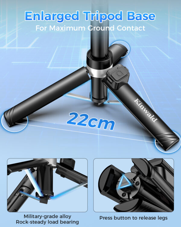 Kinwald Phone Tripod & Selfie Stick with Light, Compact iPhone Tripod Stand with Bluetooth Remote and Dual Fill Lights, Portable Tripods for Cell Phone/Vlog/Photo/Video (Black) : Cell Phones & Accessories