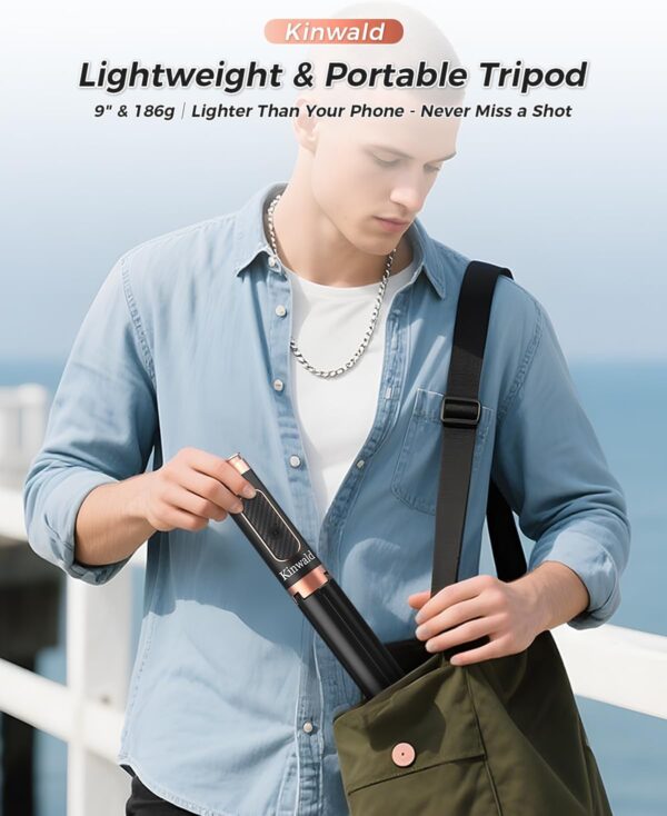 Kinwald Selfie Stick Tripod for iPhone & Android, Portable Phone Tripod Stand with Bluetooth Remote, One-Click Open, Compact & Lightweight, All-in-1 for Vlog/Travel/Photography (Black) : Cell Phones & Accessories