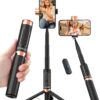 Kinwald Selfie Stick Tripod for iPhone & Android, Portable Phone Tripod Stand with Bluetooth Remote, One-Click Open, Compact & Lightweight, All-in-1 for Vlog/Travel/Photography (Black) : Cell Phones & Accessories