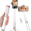 Kinwald Selfie Stick Tripod for iPhone & Android, Portable Phone Tripod Stand with Bluetooth Remote, One-Click Open, Compact & Lightweight, All-in-1 for Vlog/Travel/Photography (White) : Cell Phones & Accessories