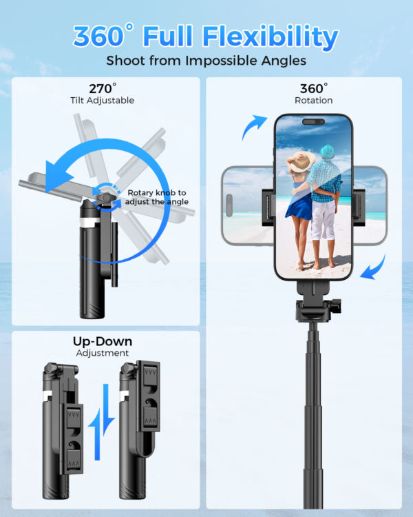 Kinwald Phone Tripod & Selfie Stick with Light, Compact iPhone Tripod Stand with Bluetooth Remote and Dual Fill Lights, Portable Tripods for Cell Phone/Vlog/Photo/Video (Black) : Cell Phones & Accessories